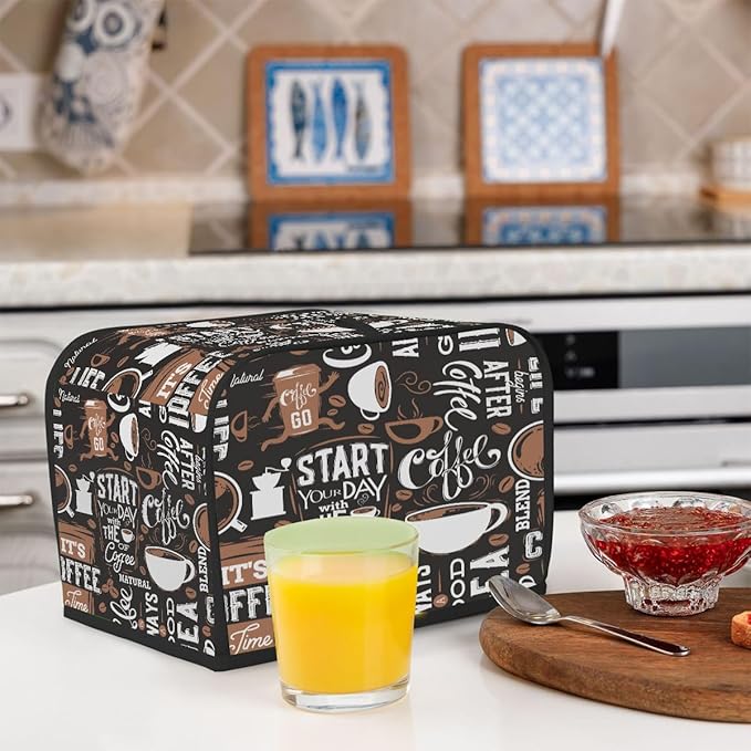 Coffee Brown Interesting 4 Slice Toaster Cover Dust And Fingerprint Bread Maker Cover Bakeware Protector Washable Appliance Covers Kitchen Accessories For Home Kitchen Women Gift