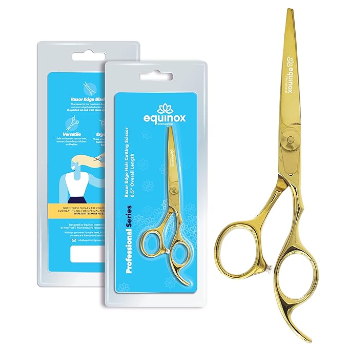 Equinox Razor Edge Series Professional Hair Scissors - 6.5” Premium Japanese Stainless Steel Hair Cutting Scissors, Hair Shears, Hair Razors for Hair Cutting, Barber Accessories & Hair Salon Supplies