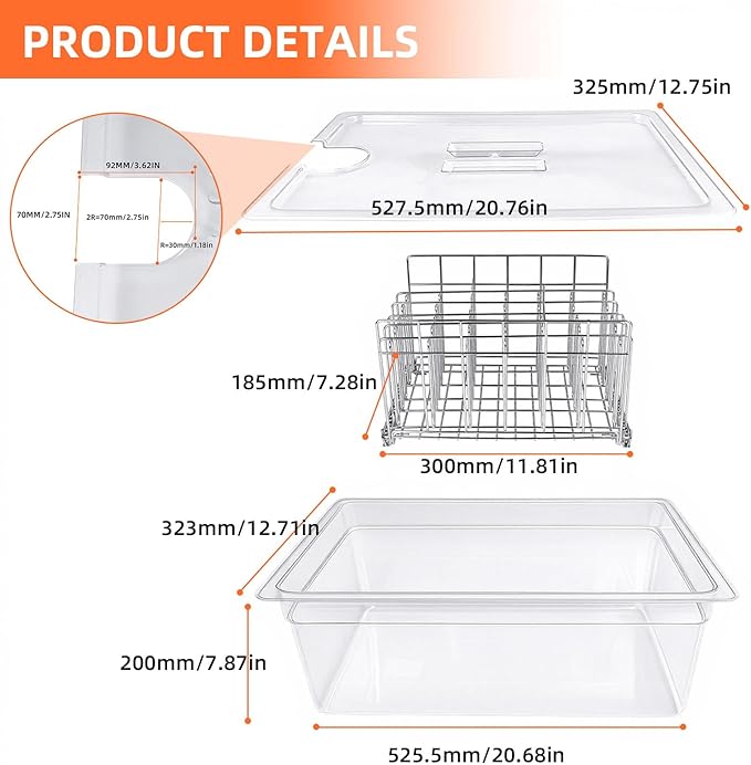 Sous Vide Container 26 QT with Lid, Rack & Spoon-Precision Cooking Tub for Anova Nano, Joule, Instant Pot Immersion Circulators - Large Accessories Kit (Elliptical opening)