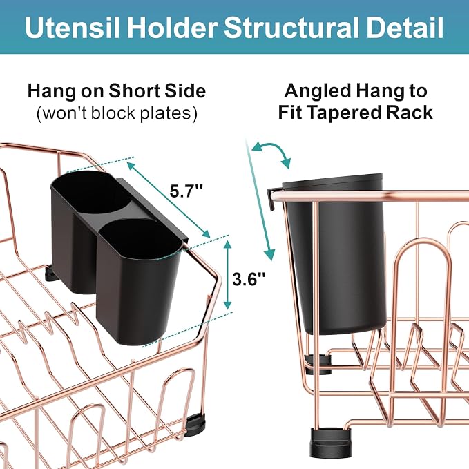 GSlife Small in Sink Dish Drying Rack - Stainless Steel Compact Dish Drainer for RV Kitchen Apartment Sink, Rust Resistant Inside Sink Rack, 1–2 Person Households, 13.1" W x 14.4" L, Rose Gold