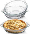 Uiifan 2 Packs 6 Inches Mini Glass Pie Pan for Baking 11.6 oz Clear Pie Plate with Handles Round Glass Dish for Baking and Serving, Snacks, Salads, Desserts