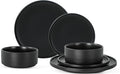 6 Piece Ceramic Plates and Bowls Sets for 2, Modern Black | Stoneware Dinnerware Set, Dishwasher & Microwave Safe, Handcrafted, Perfect for Family and Gatherings