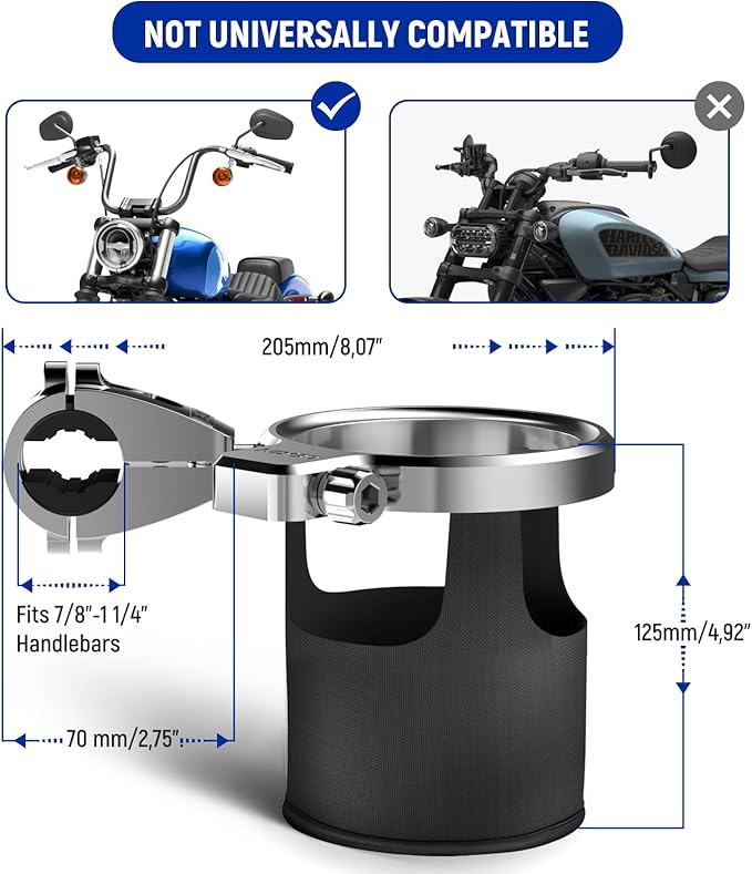 LEXIN C4 Extra Large Motorcycle Cup Holder for Harley Davidson, Max 32oz Drink Holder with 360° Ball Swivel, Aluminum Clamp for 7/8"-1 1/4" Handlebar/Bumper/Pole Mount, Apply for ATV, UTV, Boat, More