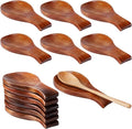 AceOrbit 6 Pack Wood Spoon Rest for Stove Top Bamboo Spoon Holder for Kitchen Counter Utensil Rest for Spatula, Ladles, Forks, Tongs, Modern and Rustic Dining Table Decor