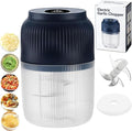 Electric Garlic Chopper, Mini Portable Veggie Cutter, Veggie Chopper with Container and Lid, Rechargeable Cordless Food Chopper for Garlic, Onion, Chili, Fruits Vegetables (Blue)
