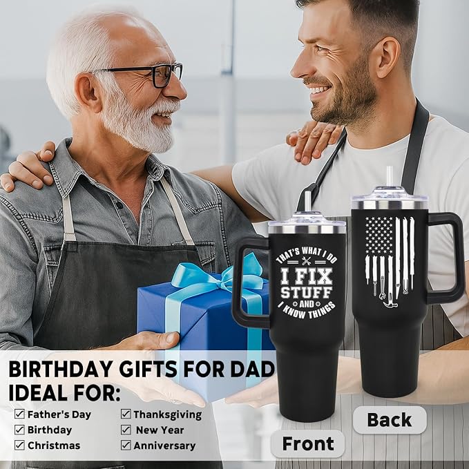 Fathers Day Gift for Dad, Husband, Mechanic Birthday Gifts for Men Him, Maintenance Appreciation Gift 40oz Tumbler, Unique Christmas Gift Ideas for Handyman, Mechanics, Grandpa