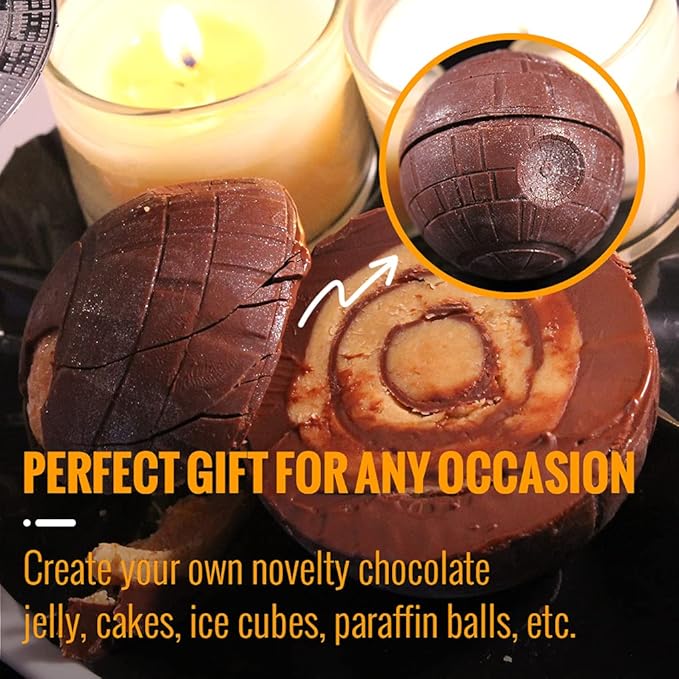 Whiskey Ice Ball Mold Death Star Ice Cube Mold,Great Star Wars Gifts for Men (4 Packs+1 Bottle Opener+Tray)