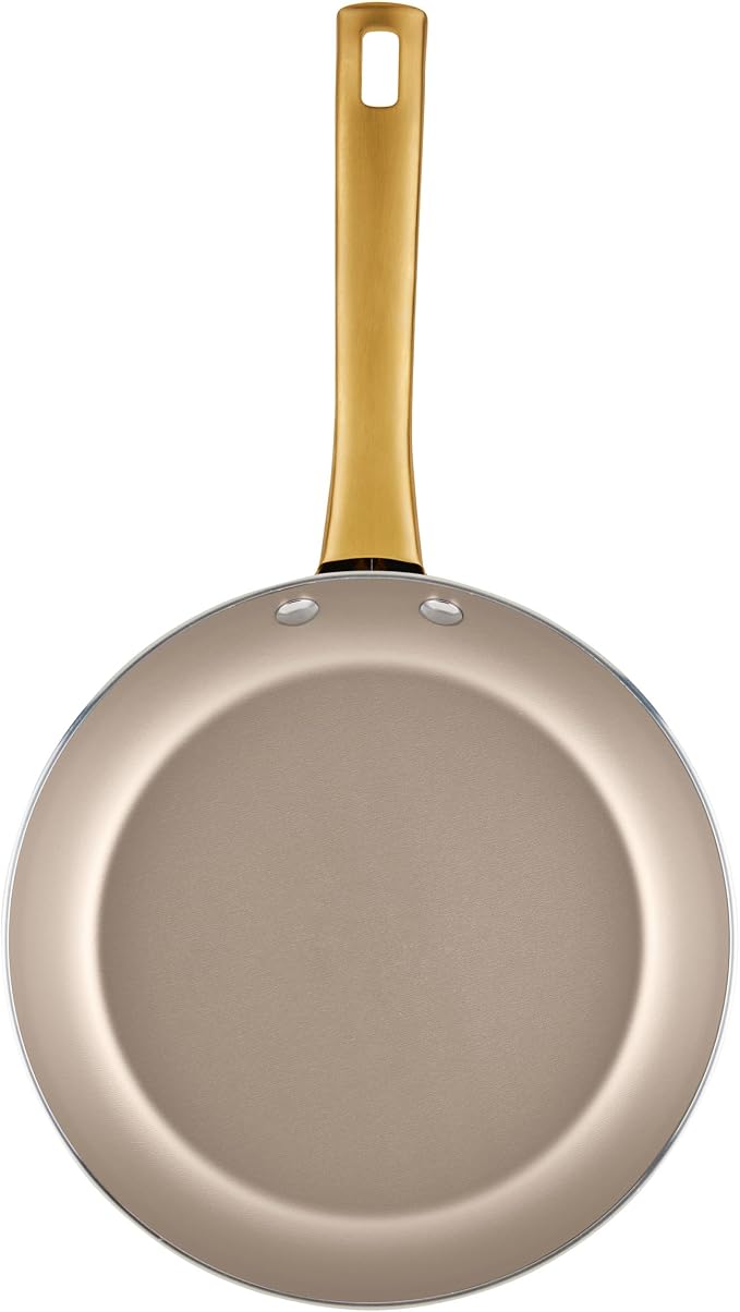 Farberware Radiant Nonstick Cookware/Pots and Pan Set with Lids and Prestige Kitchen Cooking Tools, Dishwasher Safe, 12 Piece, Champagne