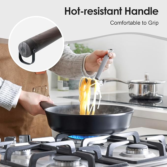 SENSARTE 14 Pcs Pots and Pans Set Non stick, Non toxic Healthy Cookware Set, Induction Kitchen Cooking Set, PFOA/PFOS Free, Black