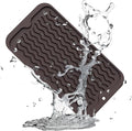 ZLR Silicone Sponge Holder & Sink Caddy Tray (6" x 12") - Narrow Dish Drying Mat for Kitchen Counter - Waterproof Soap Dispenser Organizer, Non-Slip Bathroom Vanity Tray (Coffee)
