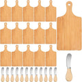 24 Pcs Bamboo Cutting Board Set with 24 Pcs Cheese Knives, 11" x 5" Individual Charcuterie Boards, Blank Laser Engraving Boards & Butter Knives Bulk Set, Perfect for Kitchen, Gifts, Home Decor