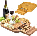 Picnic at Ascot Personalized Monogrammed Engraved Bamboo Cutting Board for Cheese & Charcuterie with Knife Set & Cheese Markers- Designed & Quality Checked in USA
