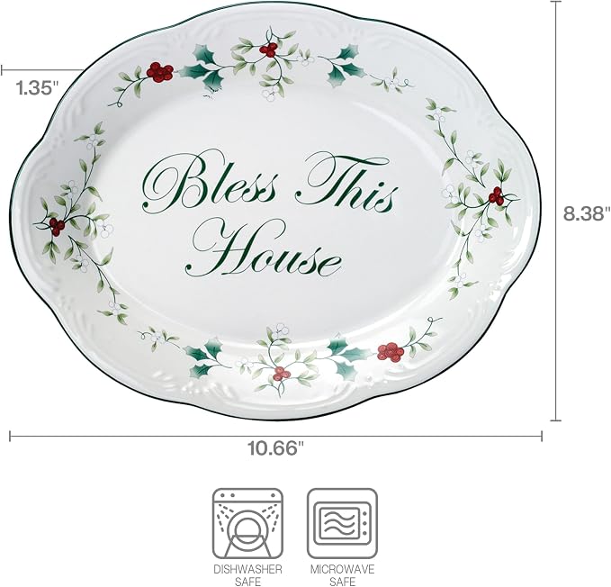 Pfaltzgraff Winterberry Bless This House Plate - 11-Inch (Pack of 2)