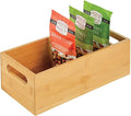 mDesign Bamboo Storage Bin Container, Drawer Organizer Crate Boxes with Handles for Kitchen Pantry Cabinet, Shelves, or Counter, Holds Snacks, Spices, Drinks, Echo Collection, Natural/Tan