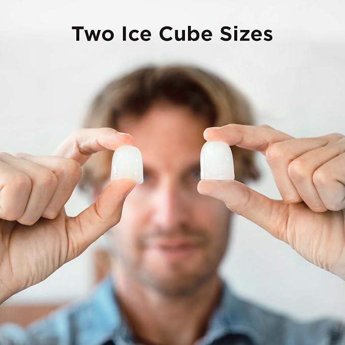 Totnz Countertop Ice Maker Machine - 26lbs in 24Hrs, 9 Ice Cubes Ready in 6 Mins, Auto-Cleaning Portable Ice Maker with Ice Basket, Handles and Scoop, for Home/Kitchen, Stainless Steel