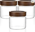 3 Pack 17 fl oz/500ml Clear Glass Storage Canister with Airtight Wooden Screw On Lid, Small Cute Decorative Glass Container Jar Set for Coffee, Candy, Cookie, Condiment, Pepper, Sugar, Oatmeal
