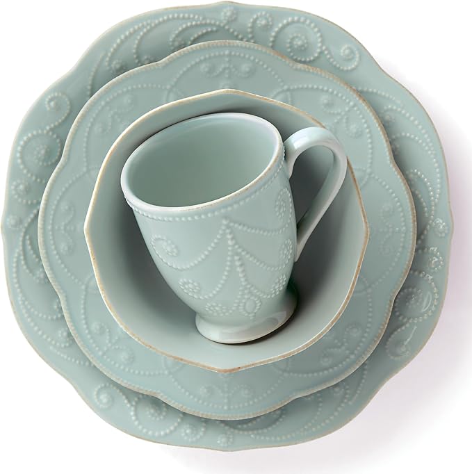 Lenox French Perle 4-Piece Place Setting, Ice Blue,12 oz