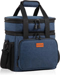 Expandable Large Lunch Box, Insulated Heavy Duty Lunch Bag Waterproof Leakproof Durable Cooler Bag for Men Women Adults Work Construction Camping Trip, 16L, Blue, GLENKEY