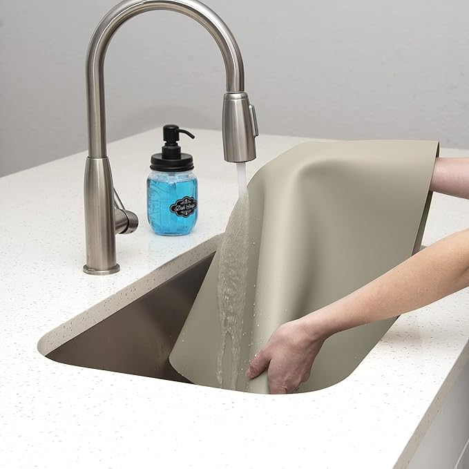 GASARÉ, Extra Large, Thick, Silicone Mat for Kitchen Counter, Heat Resistant Mat, Countertop Protector, Non-Slip, Easy to Clean, Cuttable, 40 x 23.5 Inches, Taupe