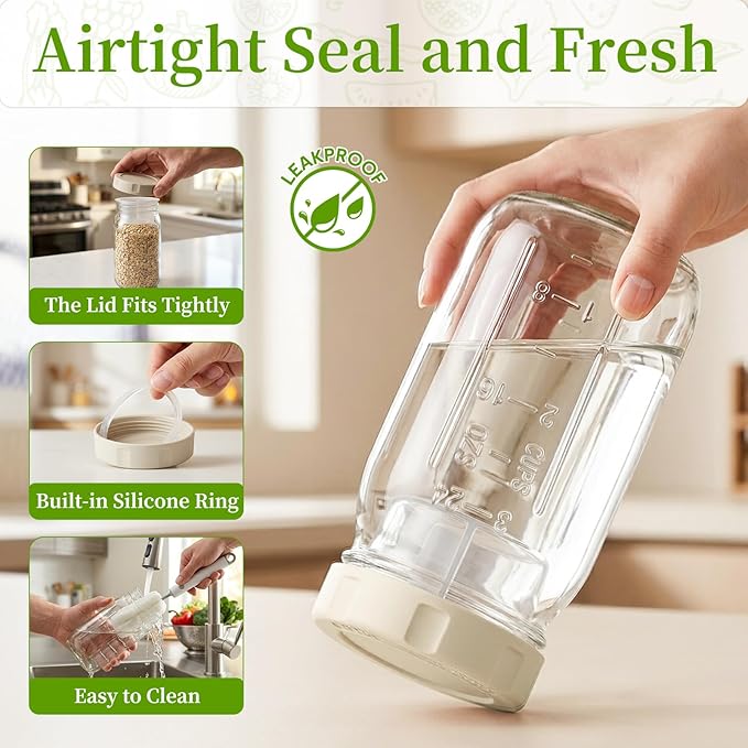 2 Pack Glass Salad Jars with Lids Meal Prep, 32oz Meal Prep Glass Salad Jars with 2 Stainless Steel Forks Wet/Dry Dressing Cups for Home, Office and Outdoor, 32oz Mason Jars