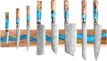 Magnetic Knife Holder, 15.7 Inch Walnut Wood and Resin Magnetic Knife Bar for Wall, Heavy Duty Magnet Holds 8 Knives, Handcrafted Light Blue (Sapphire Dream)