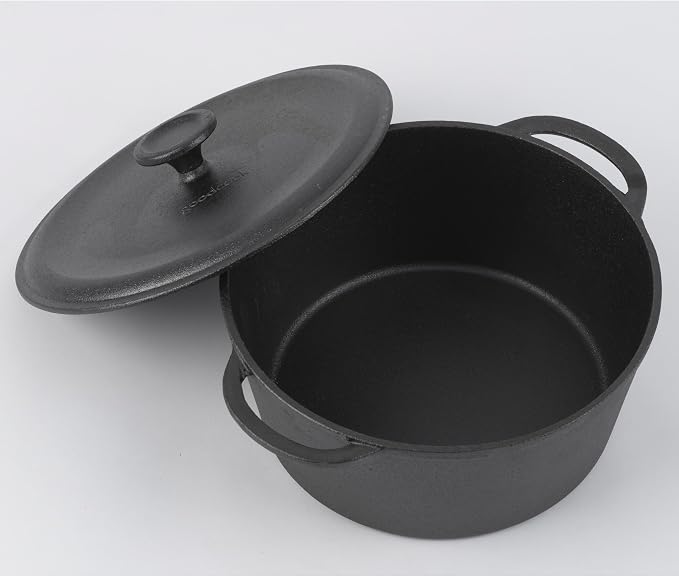 GoodCook Pre-Seasoned Cast Iron Dutch Oven, 5-Quart, Black