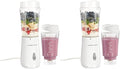 Hamilton Beach Portable Blender for Shakes and Smoothies,14 Oz BPA Free Travel Cup & Lid,Durable Stainless Steel Blades,Personal Smoothie Blender,2 Jars - White (51102V),(Pack of 2)