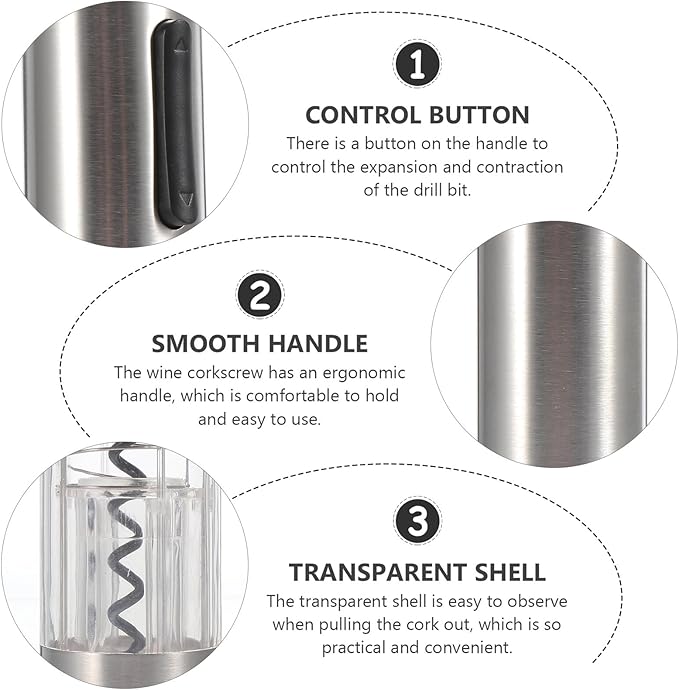 Lurrose Automatic Electric Wine Opener Rechargeable Stainless Steel Corkscrew with Vacuum Stopper and USB Charging Cable Practical Lightweight Wine Bottle Opener for Home Party and