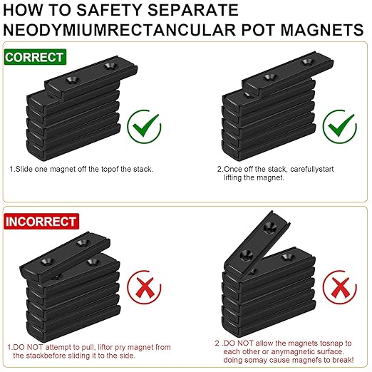 TRYMAG Neodymium Magnets Strong, 45Lbs Bar Magnets with Countersunk Hole and Steel Capsule, 15 Pack Heavy Duty Rectangle Magnet Rare Earth Magnet with Screw for Mounting, Door, Garage, Wokplace