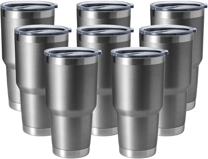 HASLE OUTFITTERS 30oz Stainless Steel Tumbler, Double Wall Vacuum Insulated Travel Mug Tumbler, Durable Insulated Coffee Mug, Gift Box Set (Grey, 8)