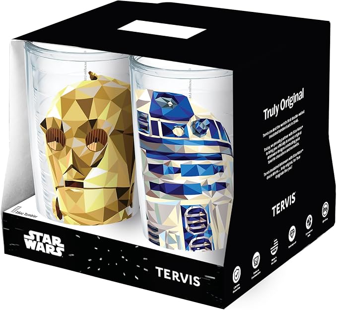 Tervis Star Wars Cubed Collection Assorted Made in USA Double Walled Insulated Tumbler Travel Cup Keeps Drinks Cold & Hot, 16oz - 4pk, Classic