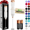Zulay Kitchen Powerful Frother Wand AA Batteries Included, Ultra Fast Handheld Drink Mixer, Comfort Milk Frother, Stainless Steel Whisker, Frother Handheld for Coffee, Protein & Matcha - Frothmate 2.0