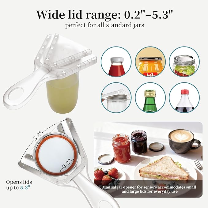 Jar Opener for Weak Hands & Seniors with Arthritis – Easy Twist-Off Lid & Bottle Opener – Ergonomic Non-Slip Handle, Unique Kitchen Gadget & Ideal Christmas Gift for Elderly, Women & Men (Transparent)