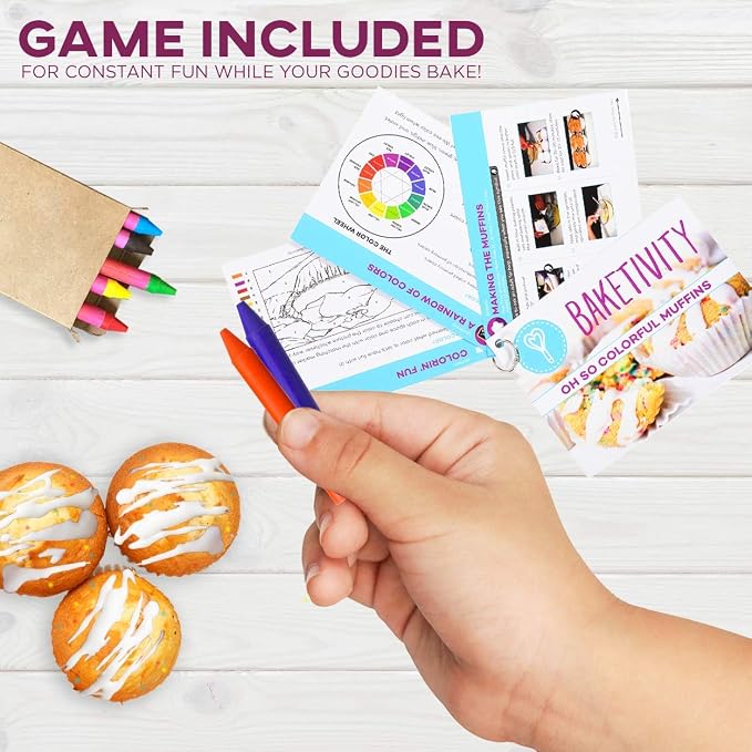 BAKETIVITY Kids Baking DIY Activity Kit - Bake Delicious Confetti Muffins with Pre-Measured Ingredients – Best Gift Idea for Boys and Girls Ages 6-12