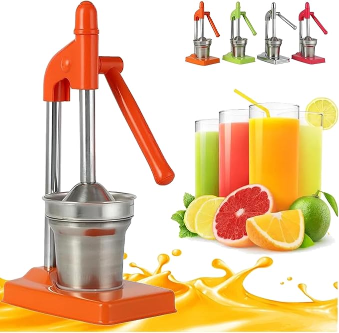 Cast Iron Juicer Hand Press, Heavy Duty Countertop Lime Citrus Crush, Self-Weighted Pressure Rod, Professional Heavy Duty Hand Press with Non Skid Cup Base for Home and Kitchen
