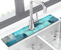 Kitchen Sink Splash Guard Faucet Mat Super Absorbent Fast Drying Mat Sink Gadgets Splash Guard Behind Faucet Drip Catcher for Kitchen (Blue, 23.5x5.5in)