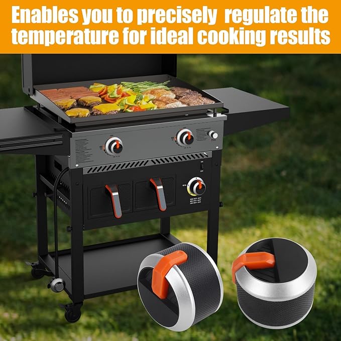 Gas Griddle Grill Orange Knobs Replacement for Blackstone 1666 1517 1554 1825 1836 Gas Griddle Knobs Walmart Knobs, 2 Burner Control Knob for Blackstone 17" 22" 28" 36" Griddle Accessories, 2 Pack