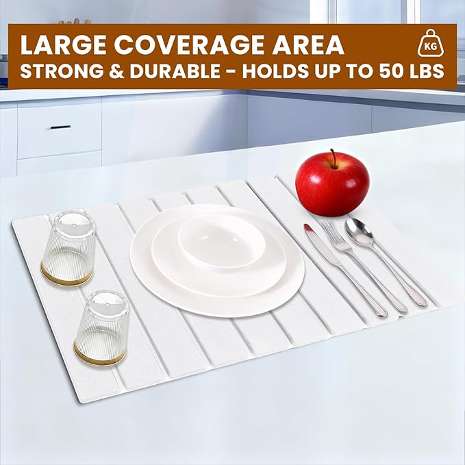 2 Pack Stone Drying Mat for Kitchen Counter, Large Diatomaceous Earth Dish Drying Pads 24"x16", Ultra Absorbent Quick Dry Foldable Mats for Dishes Cups, Matches Any Countertop