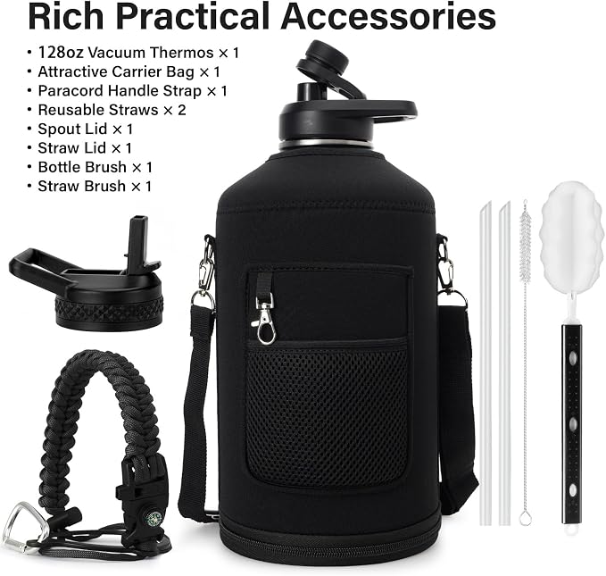 DYSANKY Gallon Insulated Water Bottle with Portable Carrier Bag for Outdoor