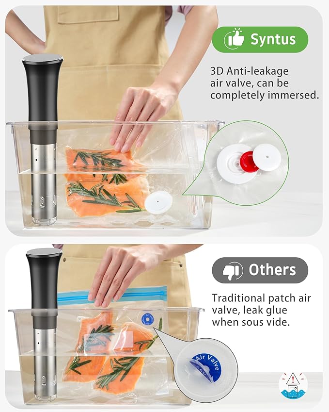[2026 Upgraded] Syntus 40 Pcs Vacuum Sealer Bags for Food, Reusable BPA-Free Food Storage Bags for Sous Vide Microwave Heating, Air Valve Zipper Bags (10 Small+10 Medium+10 Large+10 Extra Large)