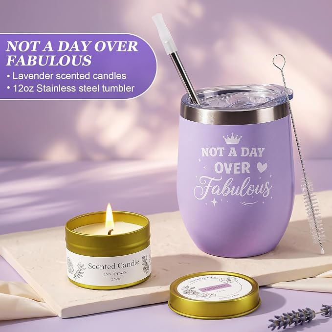 Sieral 14 Pcs Birthday Gifts for Women Care Blanket Gifts Set Spa Baskets Get Well Soon Gift Baskets for Women Mom Her Girlfriend Sister Daughter Friend Wife Grandma(Piped,Purple)