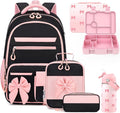 DIGOBAY 5PCS Girls Backpack - Includes 14oz Insulated Water Bottle & Bento Box for kids, Girls School Backpack Set with Lunch Bag & Pencil Case, Girls Teens for Elementary Preschool Middle School
