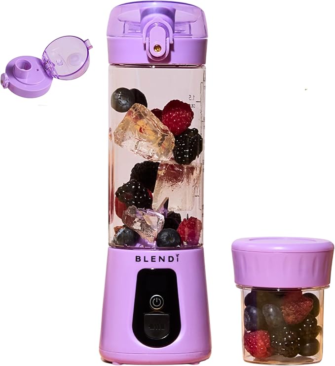 BLENDi Pro+ Portable Blender (17.5oz, Purple) – Powerful Ice Crushing 120W Motor, USB-C Rechargeable, Cordless Personal Blender Smoothies, Shakes & More – BPA-Free, Self-Cleaning, Travel-Friendly