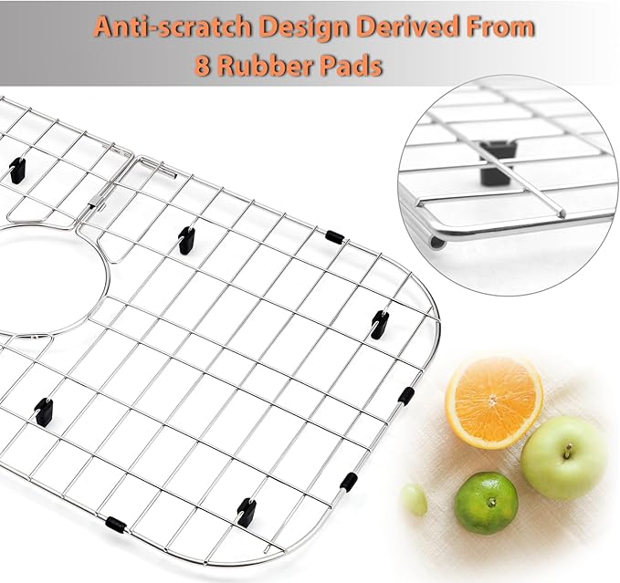2 Pack Detachable Sink Protectors - 18/8 Stainless Steel Draining Grid & Dish Rack, Medium Hole, Customizable Fit 665 x 362mm (26 3/16 x 14 1/4)