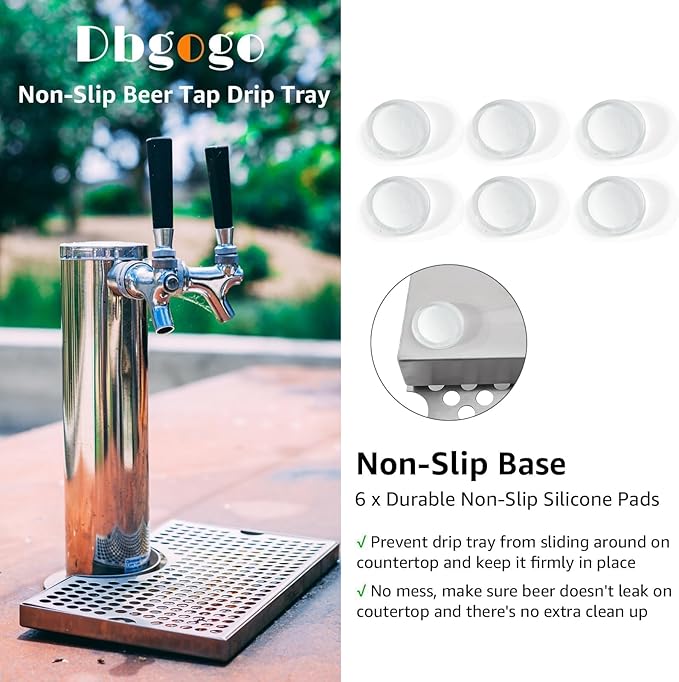 Kegerator Beer Drip Tray Stainless Steel Keg Drip Tray with Non-Slip Silicone Pads 4.4” Cutout Kegerator Surface Mount Beer Tower Drip Tray for Home Bar Mini Fridge without Drain