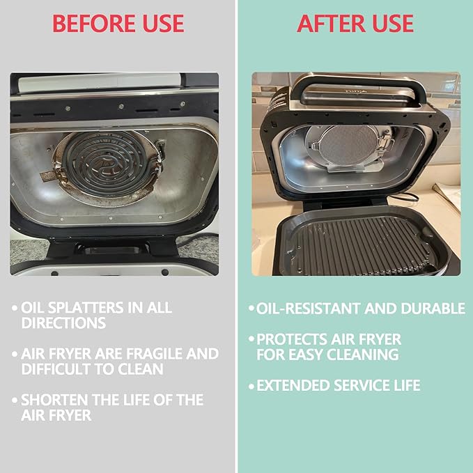 Splatter Shield & 100PCS Paper Liners for Ninja IG651,IG600,IG601 Foodi Air Fryer Accessories, Stainless Steel Splash Guard Replacement Parts for Ninja 6 in 1 Smart XL Indoor Grill Mesh Screen