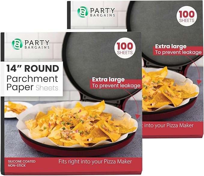 Party Bargains 14″ Round Parchment Paper Sheets for Baking & Cooking – 200 Non-Stick Oven Safe Liners for Cake Pans Roasting & Cookies