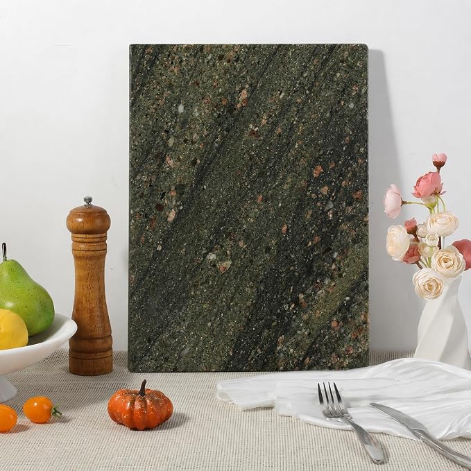 Koville Granite Cutting Board for Kitchen, 20x16 Inches Large Stone Slab Cheese Board, Rectangular Serving Board for Baking Charcuterie Pastry, Marble Cuttiing Board for Countertop(Green)