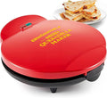 Elite Gourmet 10.65" Cheesy Quesadilla Maker, 2-Position Locking Latch For Extra Stuffing, Easy-Slice 6-Wedge, Red