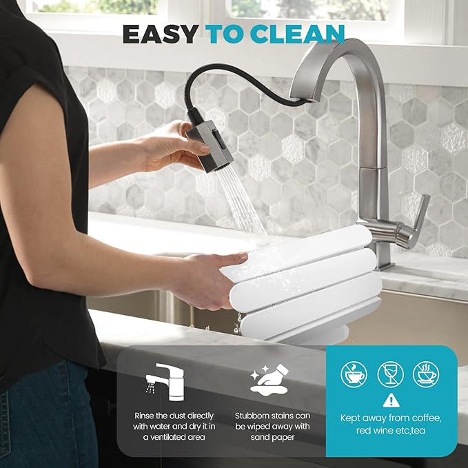 Extral Large Quick Dry Stone Drying Mat for Kitchen Counter,28"(L)x16"(W) Collapsible Eco-Friendly Absorbent Diatomaceous Earth Mat for Dishes Cups,Dish Drying Mats (White-Ellipse, 28x16 inch)